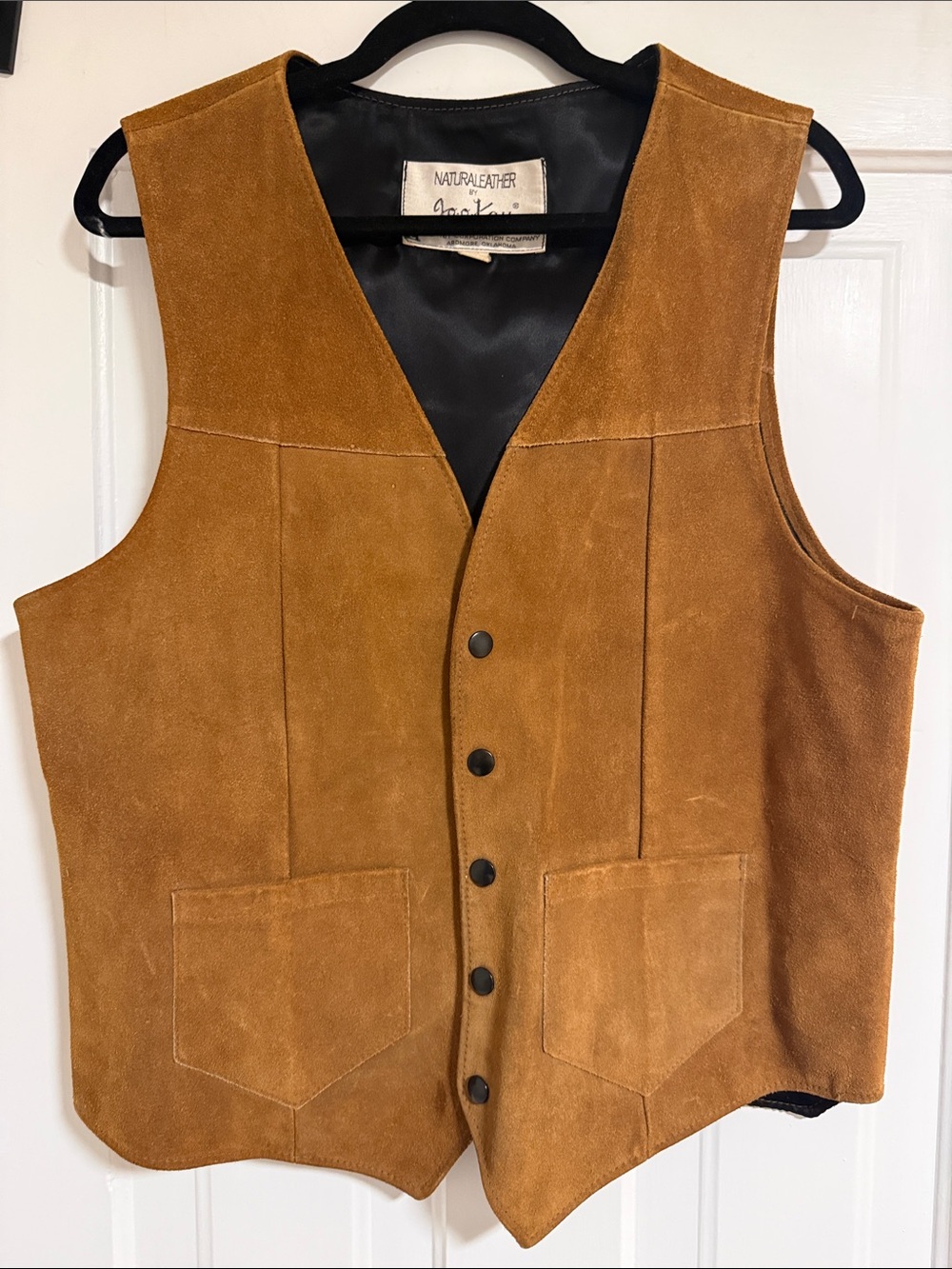 VINTAGE Men's Suede Vest in Cognac Brown - Classic Western Style
